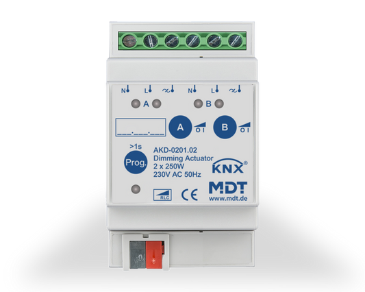 MDT AKD-0201.02 KNX Dimmaktor 2-f. 3TE 250W 230VAC mit Wirkleistungsmessung