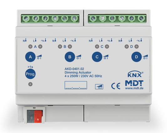 MDT AKD-0201.02 KNX Dimmaktor 2-f. 3TE 250W 230VAC mit Wirkleistungsmessung