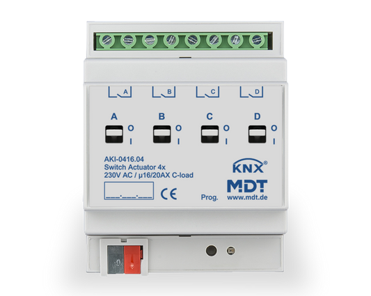 MDT AKI-0416.04 KNX Schaltaktor 4-f. 4TE 16A 230VAC C-Last 200üF